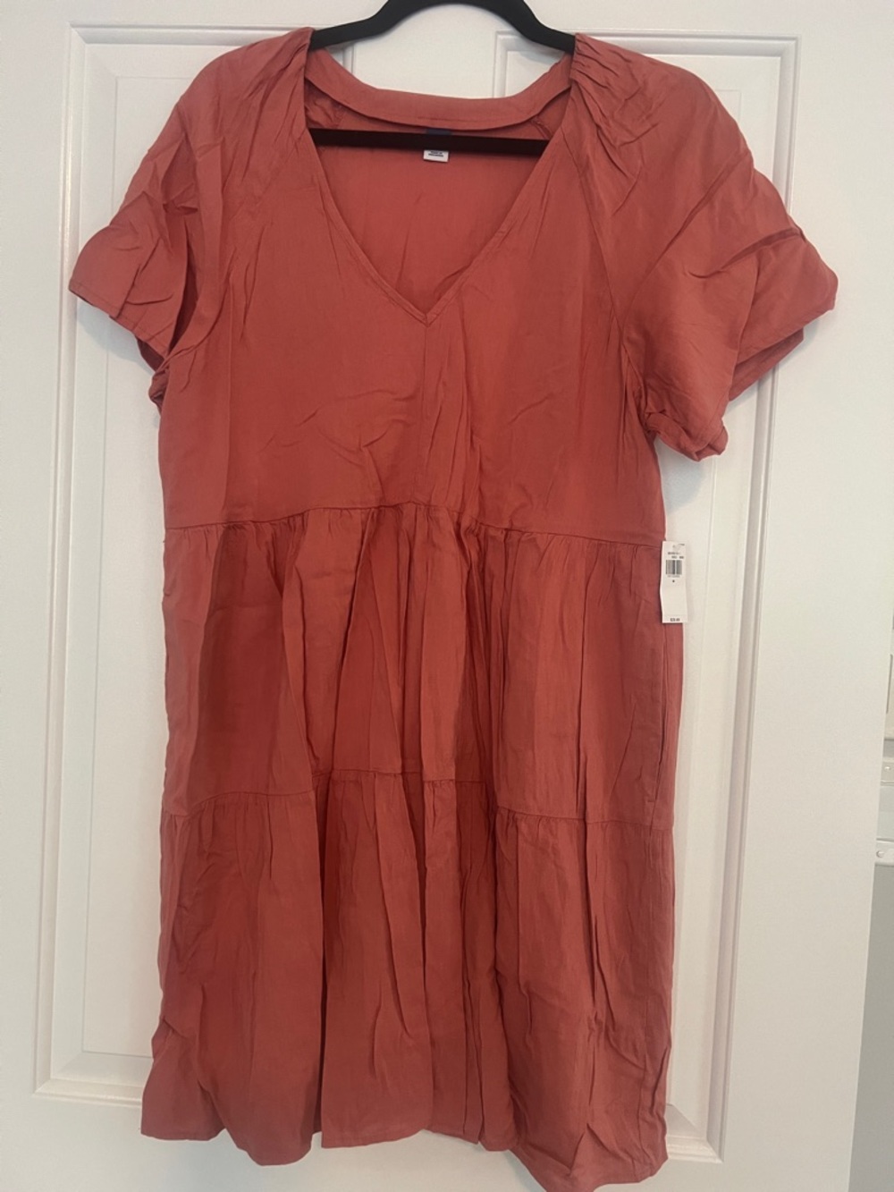 Old Navy Rust Tiered V-Neck Short Sleeve Dress